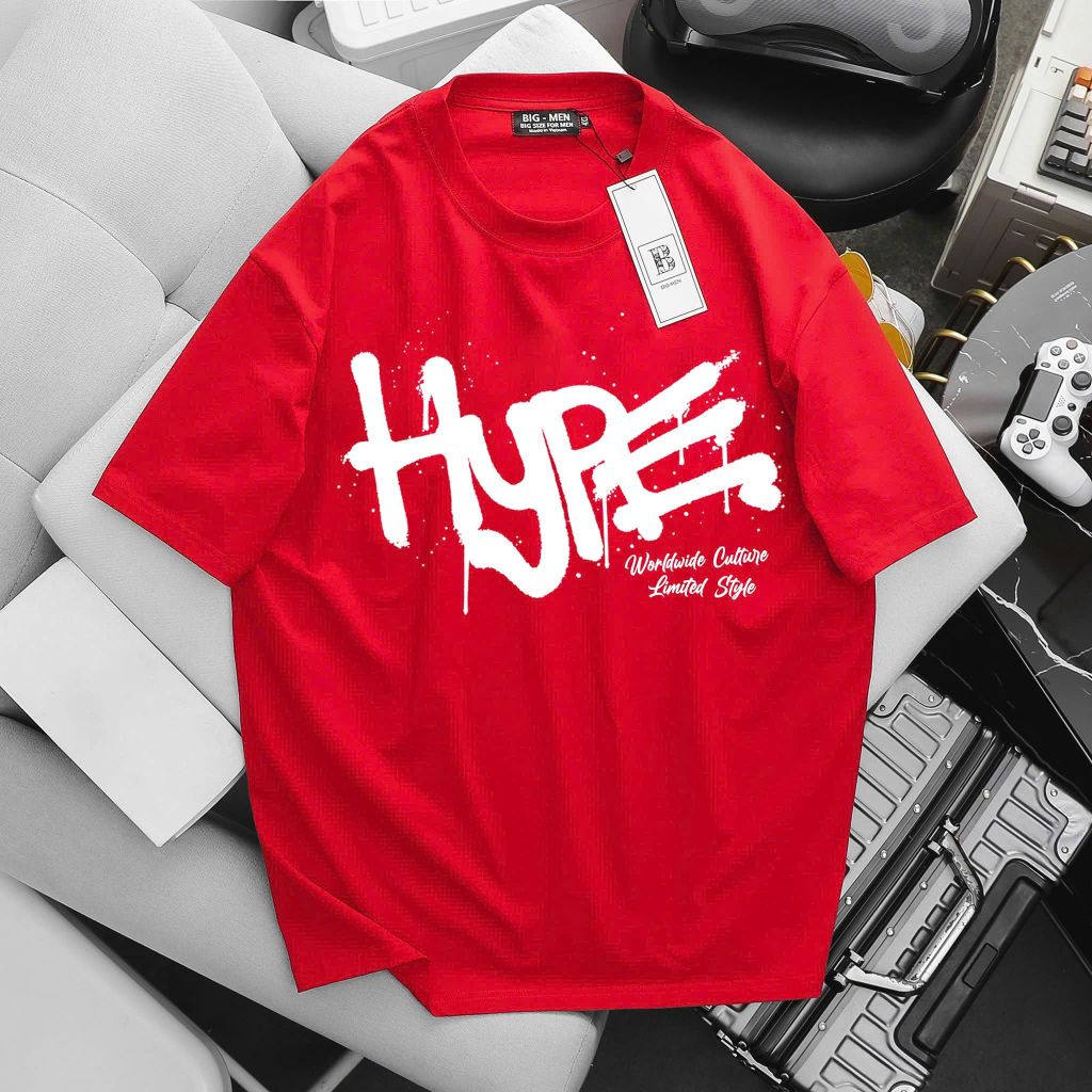 Áo thun cotton bigsize nam in Hype, Vũ trụ thời trang cá tính 85- 145 kg