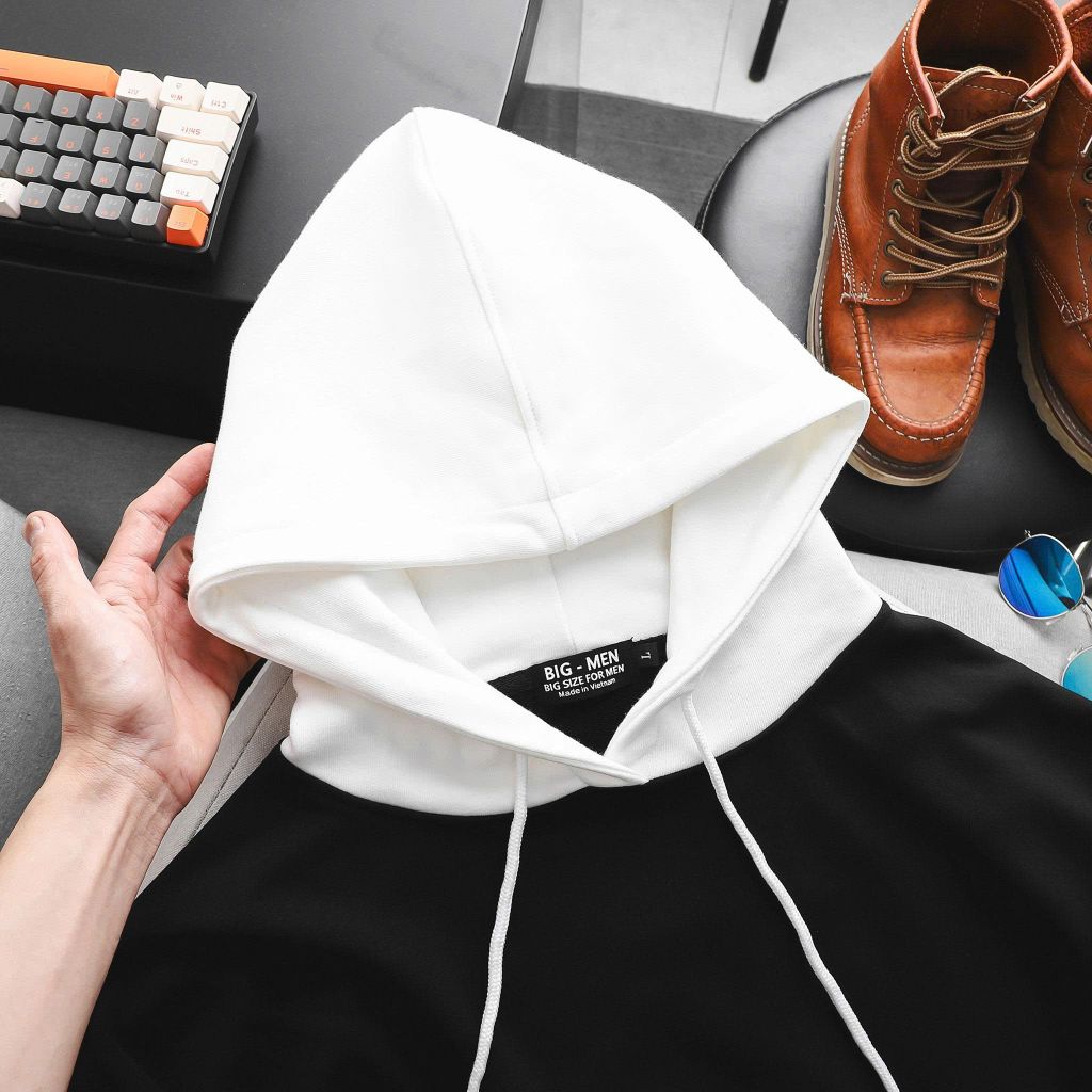 Áo khoác hoodie layer chất nỉ phối thời trang cá tính bigsize nam< 140 kg