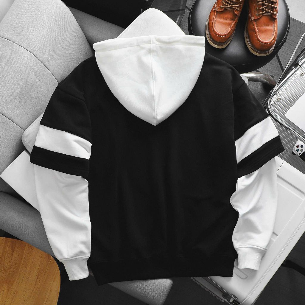 Áo khoác hoodie layer chất nỉ phối thời trang cá tính bigsize nam< 140 kg