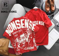 Áo thun cotton bigsize nam màu đỏ in lụa họa tiết 2 mặt Nonsense cá tính thời trang 85-135kg