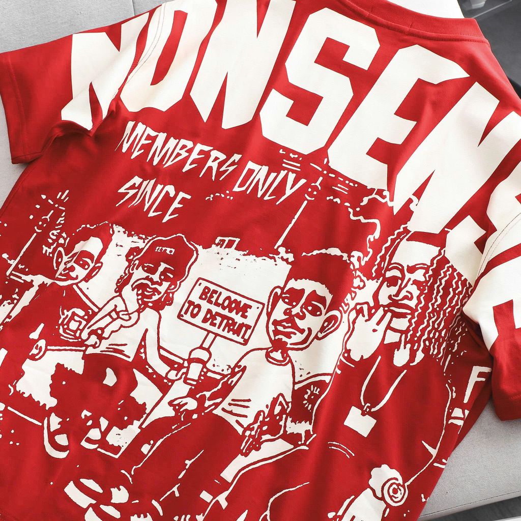 Áo thun cotton bigsize nam màu đỏ in lụa họa tiết 2 mặt Nonsense cá tính thời trang 85-135kg
