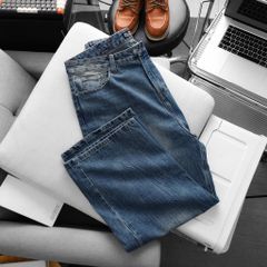 Quần jean big size nam ống rộng màu xanh 01