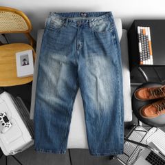 Quần jean big size nam ống rộng màu xanh 01