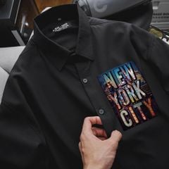 BIG MEN- Áo sơ mi tay ngắn vải kate lụa in chữ NYC hiện đại thời trang bigsize nam 70- 140kg