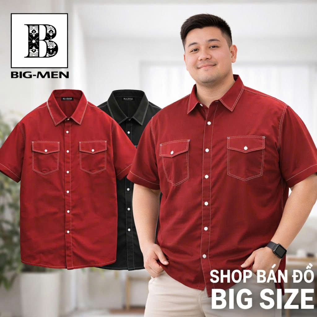Áo sơ mi tay ngắn bigsize nam vải mango viền chỉ nổi bật phong cách trẻ trung thời trang Big Men