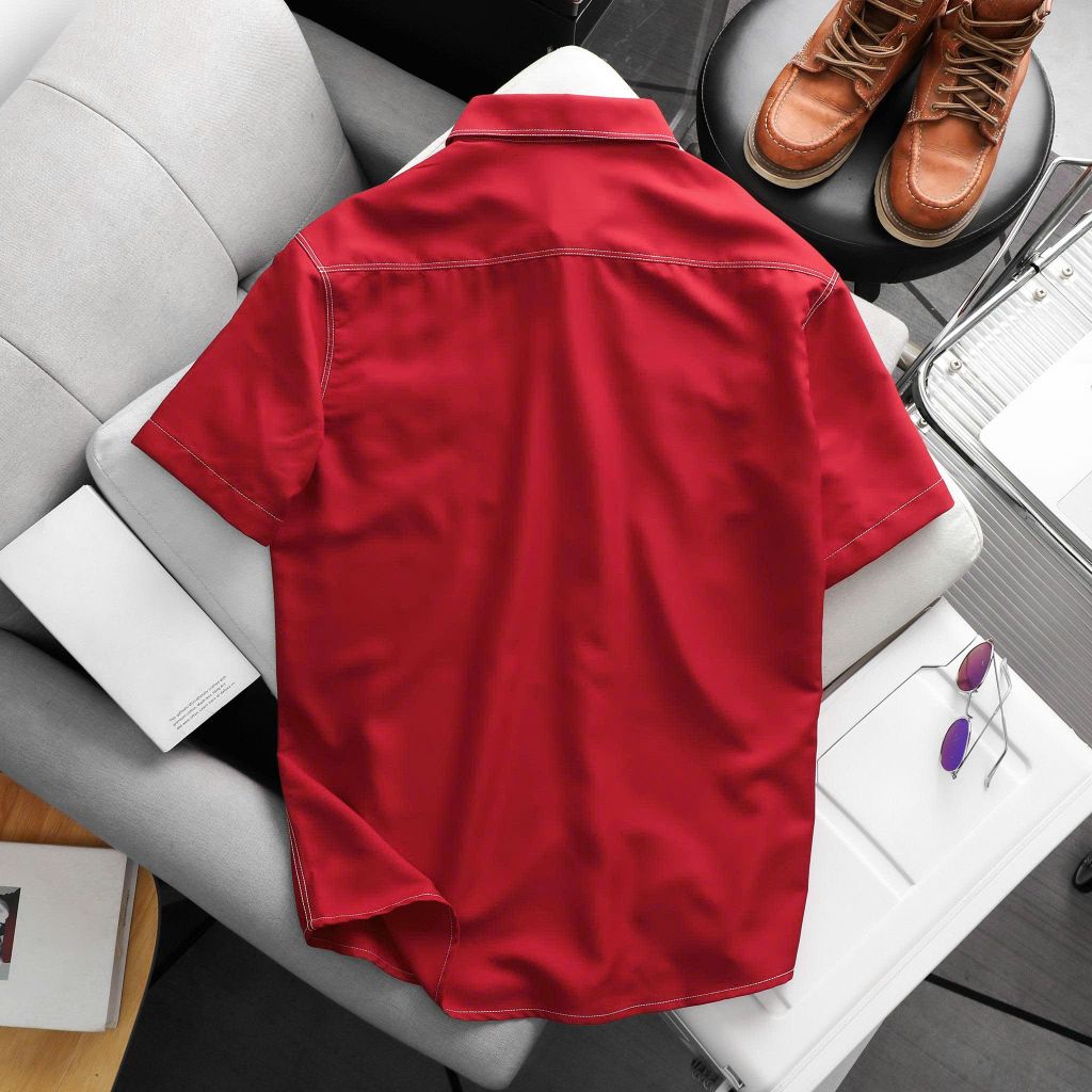 Áo sơ mi tay ngắn bigsize nam vải mango viền chỉ nổi bật phong cách trẻ trung thời trang Big Men