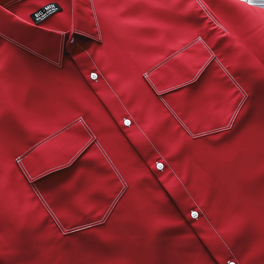 Áo sơ mi tay ngắn bigsize nam vải mango viền chỉ nổi bật phong cách trẻ trung thời trang Big Men