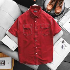 Áo sơ mi tay ngắn bigsize nam vải mango viền chỉ nổi bật phong cách trẻ trung thời trang Big Men