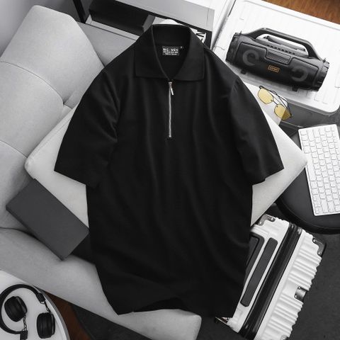 Áo thun polo phối dây kéo thời trang 85-140kg, chất vải cá sấu cotton (mẫu 18)