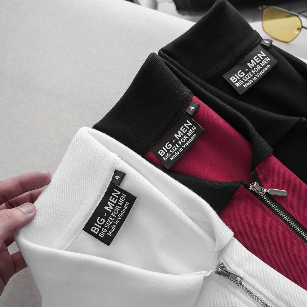 Áo thun polo phối dây kéo thời trang 85-140kg, chất vải cá sấu cotton (mẫu 18)