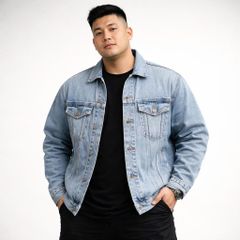 Áo khoác jean wash rách tông màu xanh cá tính, hiện đại bigsize nam 85- 125kg