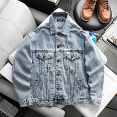 Áo khoác jean wash rách tông màu xanh cá tính, hiện đại bigsize nam 85- 125kg