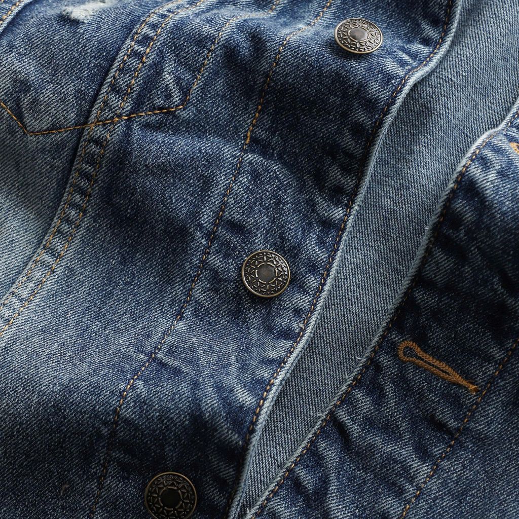 Áo khoác jean wash rách tông màu xanh cá tính, hiện đại bigsize nam 85- 125kg