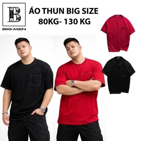 Áo thun cotton bigsize nam chỉ trắng thời trang cá tính 85- 135 kg