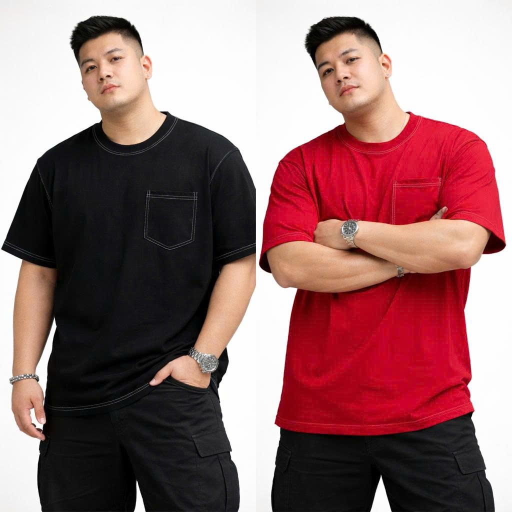 Áo thun cotton bigsize nam chỉ trắng thời trang cá tính 85- 135 kg