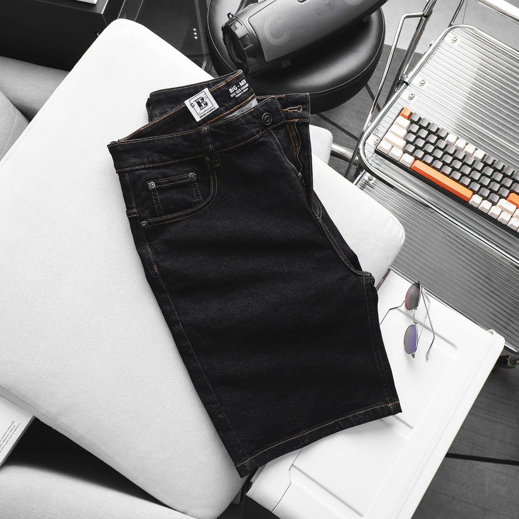 Quần short jean nam bigsize màu muối tiêu size 75-125kg