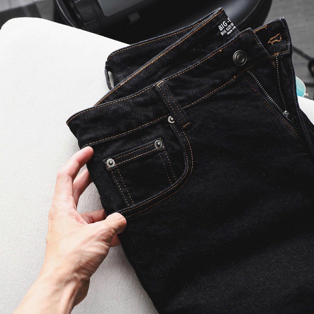 Quần jean nam bigsize màu muối tiêu form ống đứng size 75-125kg