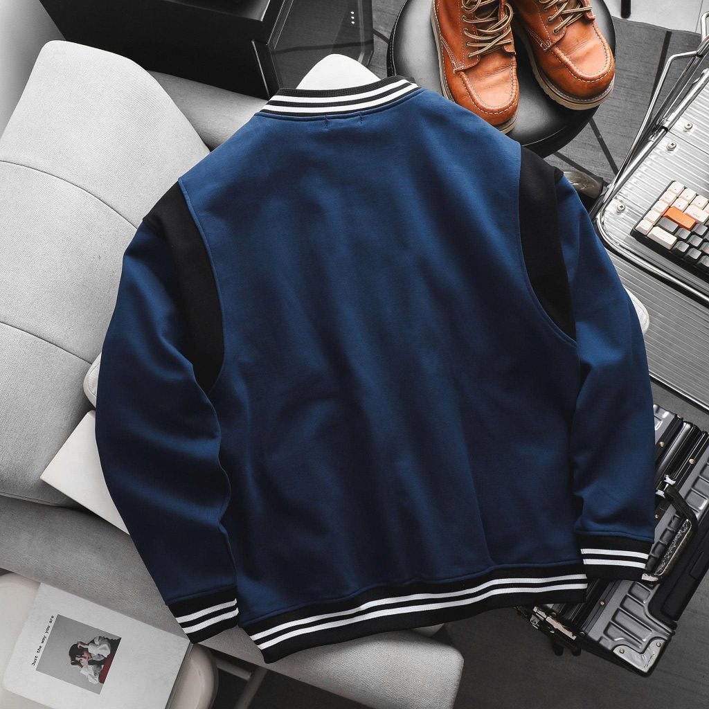 Áo khoác bomber vải nỉ cua phối sọc cá tính bigsize nam < 140kg