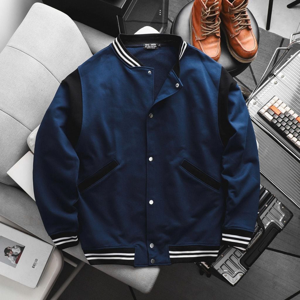 Áo khoác bomber vải nỉ cua phối sọc cá tính bigsize nam < 140kg
