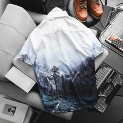 [Big Men] Áo sơ mi tay ngắn big size nam họa tiết phong cảnh thời trang 80-130kg.