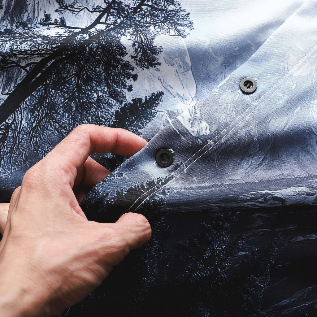 [Big Men] Áo sơ mi tay ngắn big size nam họa tiết phong cảnh thời trang 80-130kg.