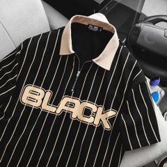 Áo thun polo chất vải cotton họa tiết sọc dọc Black thời trang bigsize nam 85- 135 kg