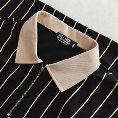 Áo thun polo chất vải cotton họa tiết sọc dọc Black thời trang bigsize nam 85- 135 kg