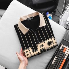 Áo thun polo chất vải cotton họa tiết sọc dọc Black thời trang bigsize nam 85- 135 kg