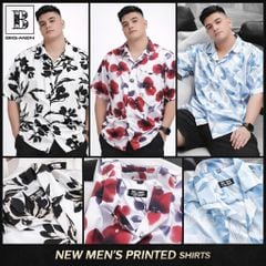 Áo sơ mi tay ngắn cổ đan tông/ cổ vest họa tiết hoa thời trang bigsize nam < 140kg