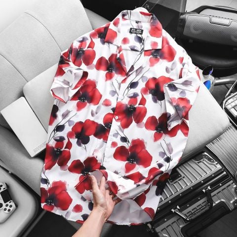 Áo sơ mi tay ngắn cổ đan tông/ cổ vest họa tiết hoa thời trang bigsize nam < 140kg