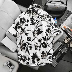 Áo sơ mi tay ngắn cổ đan tông/ cổ vest họa tiết hoa thời trang bigsize nam cỡ đại 140kg