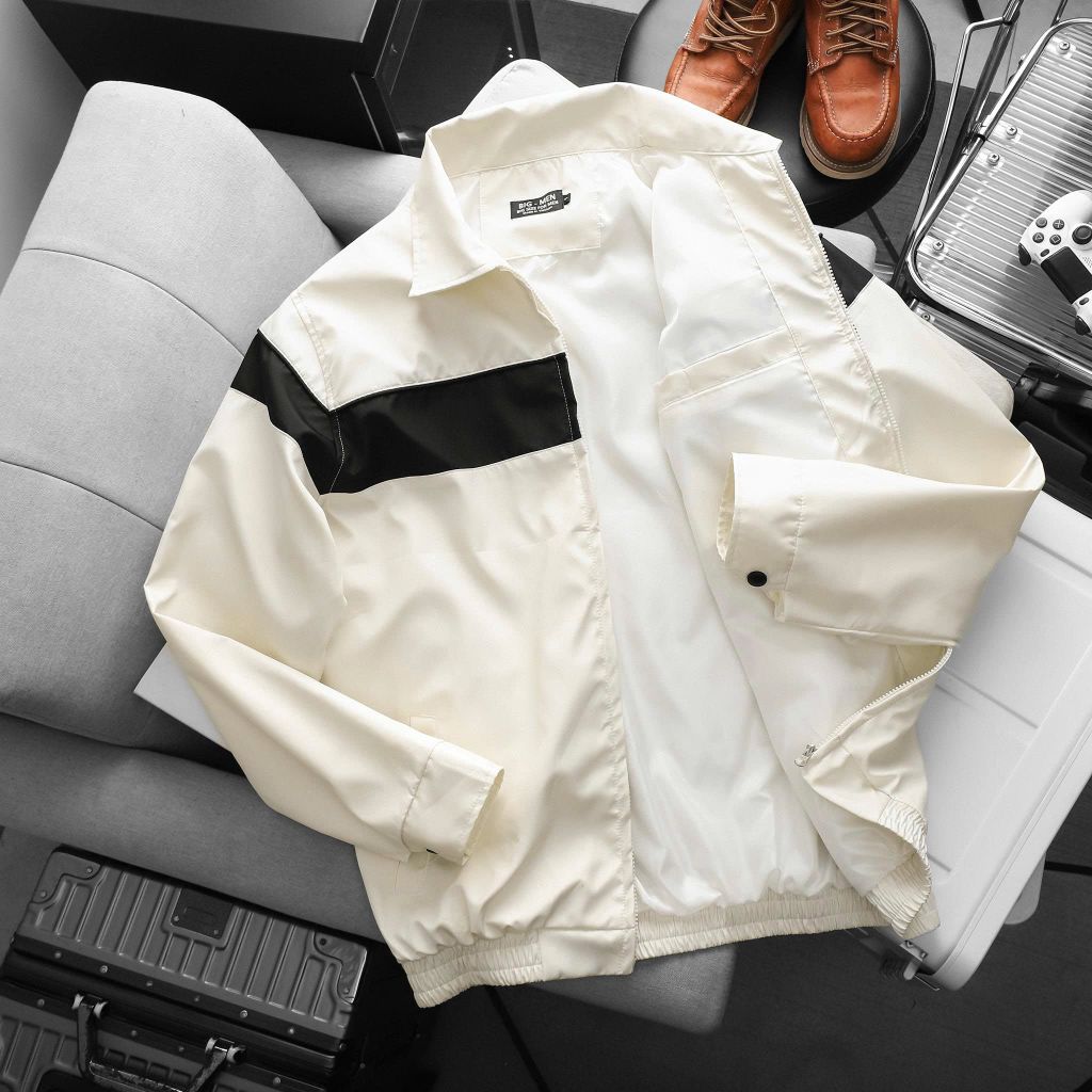 Áo khoác dù cổ bẻ phối sọc ngang bigsize nam 85-125kg