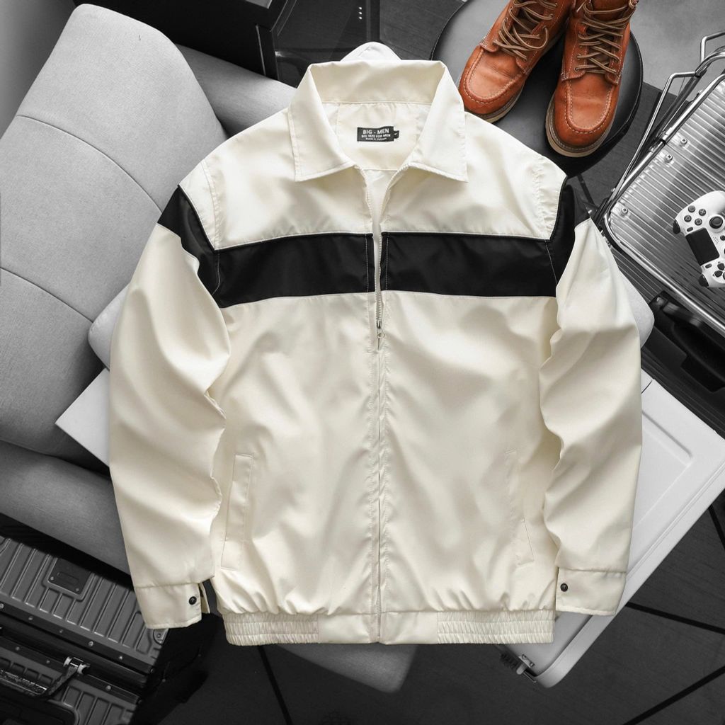 Áo khoác dù cổ bẻ phối sọc ngang bigsize nam 85-125kg