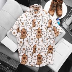 BIG MEN- Áo sơ mi tay ngắn họa tiết mùa hè hoạt hình bigsize nam 80- 130 kg