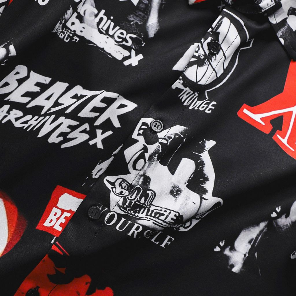 BIG MEN- Áo sơ mi tay ngắn họa tiết mùa hè hoạt hình bigsize nam 80- 130 kg