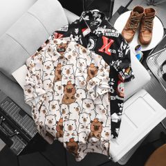 BIG MEN- Áo sơ mi tay ngắn họa tiết mùa hè hoạt hình bigsize nam 80- 130 kg