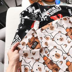 BIG MEN- Áo sơ mi tay ngắn họa tiết mùa hè hoạt hình bigsize nam 80- 130 kg