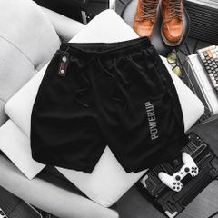 BIG MEN- Set bộ quần áo thể thao vải thun lạnh, short phối hai lớp in POWERUP bigsize nam 85- 135kg