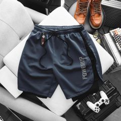 BIG MEN- Set bộ quần áo thể thao vải thun lạnh, short phối hai lớp in POWERUP bigsize nam 85- 135kg