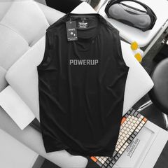 BIG MEN- Set bộ quần áo thể thao vải thun lạnh, short phối hai lớp in POWERUP bigsize nam 85- 135kg