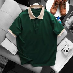 BIG MEN- Áo thun polo cotton phối cổ màu vàng basic thời trang bigsize nam 85- 135kg