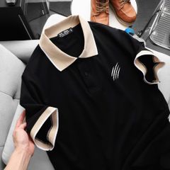 BIG MEN- Áo thun polo cotton phối cổ màu vàng in CÀO basic thời trang bigsize nam 85- 135kg