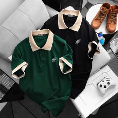 BIG MEN- Áo thun polo cotton phối cổ màu vàng in CÀO basic thời trang bigsize nam 85- 135kg