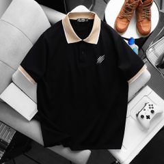 BIG MEN- Áo thun polo cotton phối cổ màu vàng in CÀO basic thời trang bigsize nam 85- 135kg