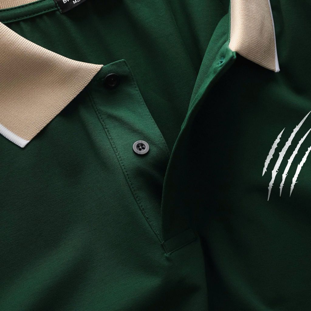 BIG MEN- Áo thun polo cotton phối cổ màu vàng in CÀO basic thời trang bigsize nam 85- 135kg