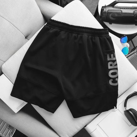 BIG MEN- Quần short thun thể thao phối lưới chữ CORE thời trang năng động bigsize nam 90- 130kg