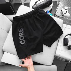 BIG MEN- Quần short thun thể thao phối lưới chữ CORE thời trang năng động bigsize nam 90- 130kg