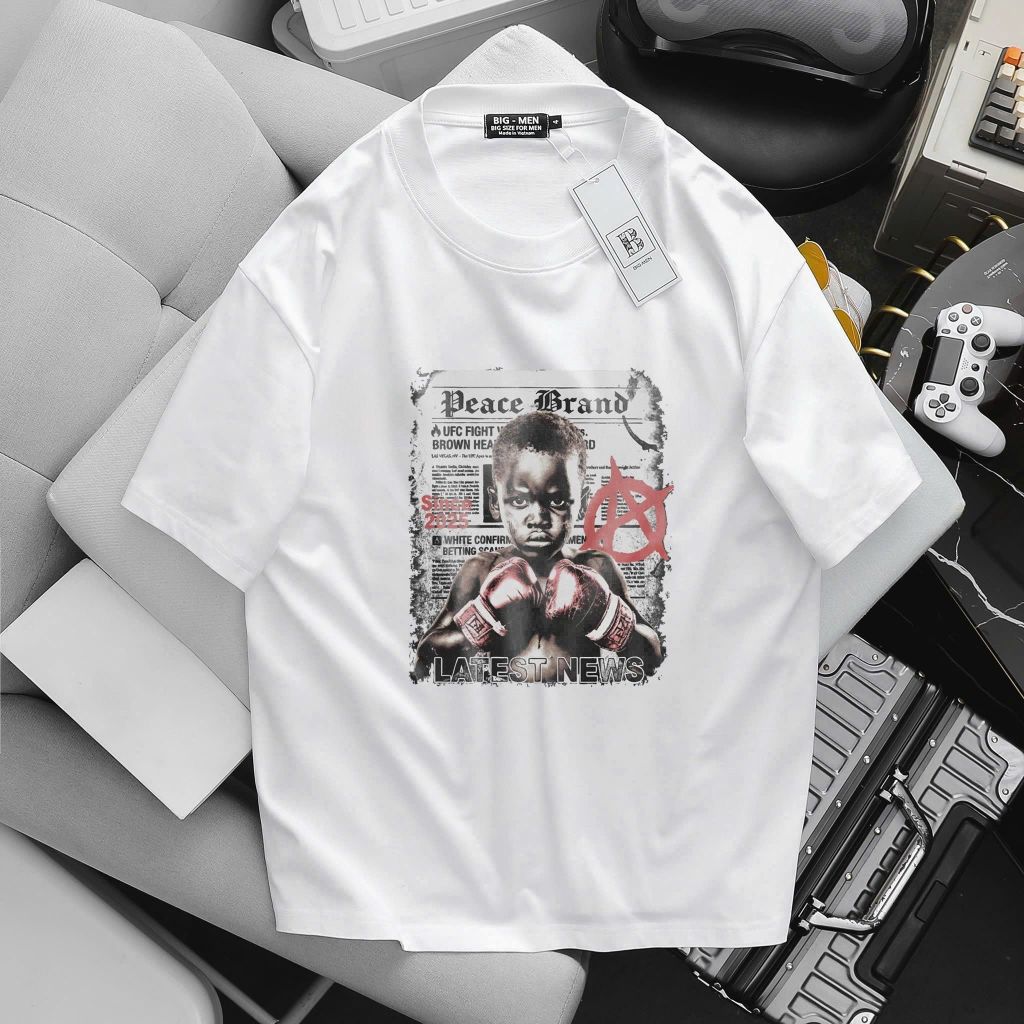 BIG MEN- Áo thun cotton in họa tiết BOXING thời trang bigsize nam 85- 145kg