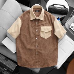 BIG MEN - Áo sơ mi tay ngắn chất vải nhung tăm phối màu bigsize nam Form To 90- 138 kg- SMTN nhung tăm phối