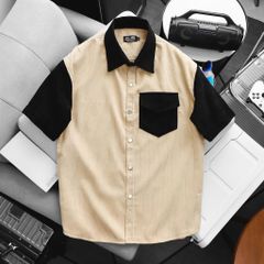 BIG MEN - Áo sơ mi tay ngắn chất vải nhung tăm phối màu bigsize nam Form To 90- 138 kg- SMTN nhung tăm phối